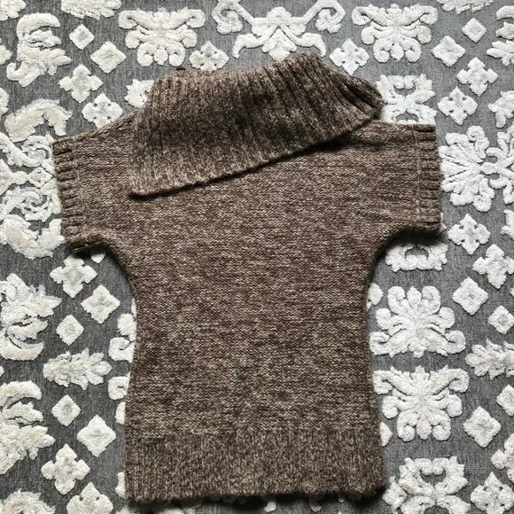 Like love, Brown & White knit, cowl-neck, wool/alpaca blend, sweater, Sz: Small - Picture 2 of 9